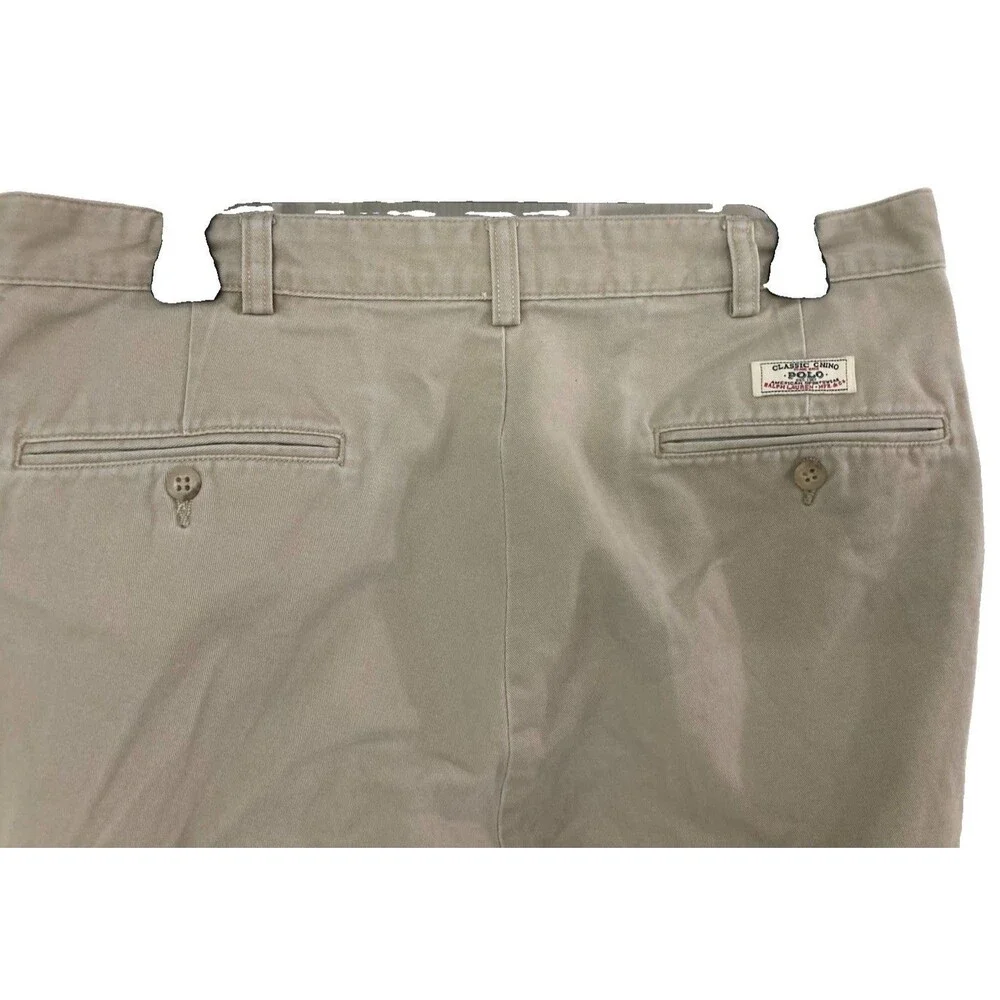 Men's VTG Polo Ralph Lauren Andrew Pant Chinos Khaki Beige Size 34x32